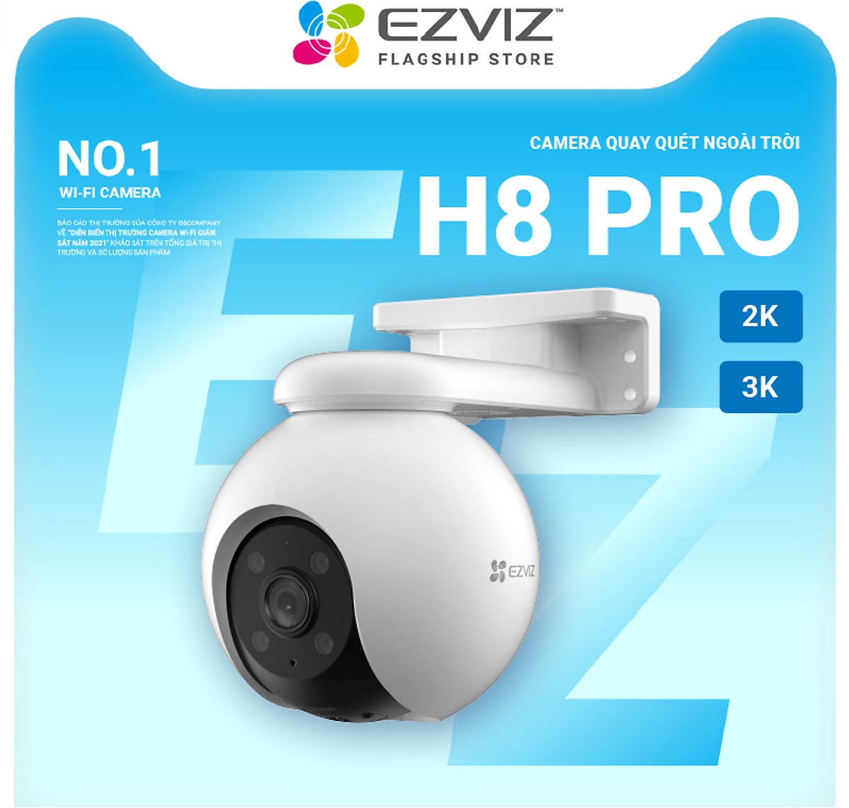Camera Wifi EZVIZ H8 PRO 5MP 3K xoay 360 ngoài trời