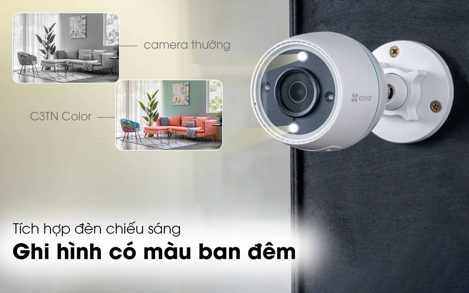Camera WiFi ngoài trời EZVIZ C3TN 2MP có màu ban đêm